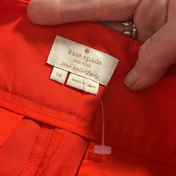 Kate Spade Coral Slub Cotton Culotte with Bow Accent Size 14 NWOT - Picture 11 of 12
